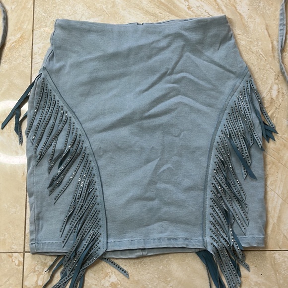 Denim Blvd Western Fringe Bikini Skirt Set - Picture 3 of 5